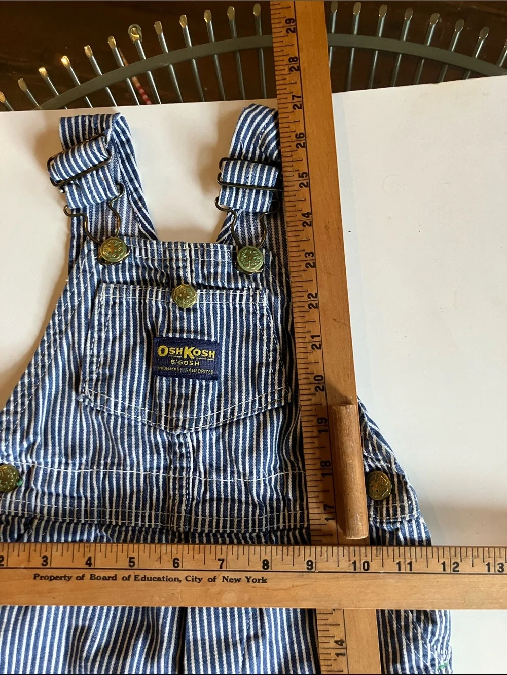 Vintage OshKosh hickory stripe overalls size 3T USA Union made